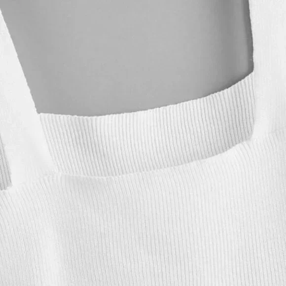 White Ribbed Cropped Tank Top - Picture 5 of 11